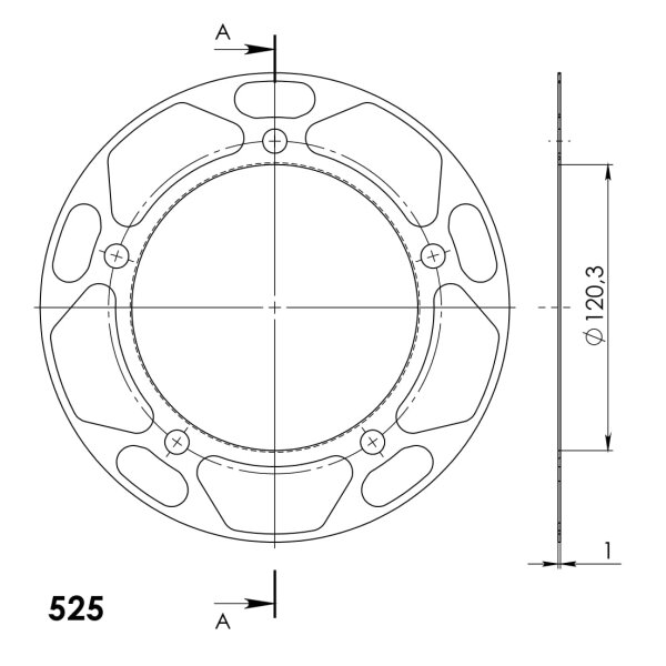 Supersprox Edge-Disc 525 - 45Z (gold) ACD-1792:45-GLD|ID 120,0 LK 140,0 5-Loch