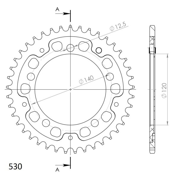 Supersprox Stealth-Kettenrad 530 - 40Z (gold) RST-1797:40-GLD|ID 120,0 LK 140,0 5-Loch