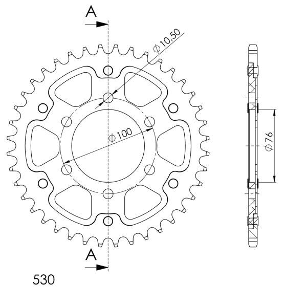 Supersprox Stealth-Kettenrad 530 - 40Z (gold) RST-816:40-GLD|ID 76,0 LK 100,0 6-Loch