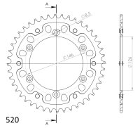 Supersprox Stealth-Kettenrad 520 - 44Z (rot)...