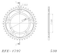 Supersprox Stahl-Kettenrad 530 - 41Z (schwarz) RFE-1797:41-BLK|ID 120,0 LK 140,0 5-Loch