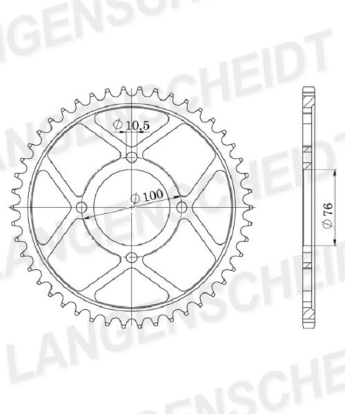 Supersprox Alu-Kettenrad 530 - 45Z (gold) ID 76,0 LK 100,0 4-Loch