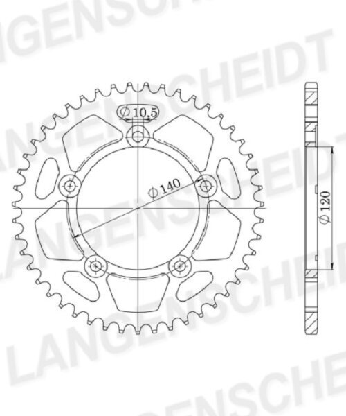 Supersprox Alu-Kettenrad 520 - 41Z (silber) RAL-1793:41-SLV|ID 120,0 LK 140,0 5-Loch