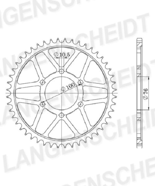 Supersprox Alu-Kettenrad 532 - 42Z (silber) ID 76,0 LK 100,0 6-Loch