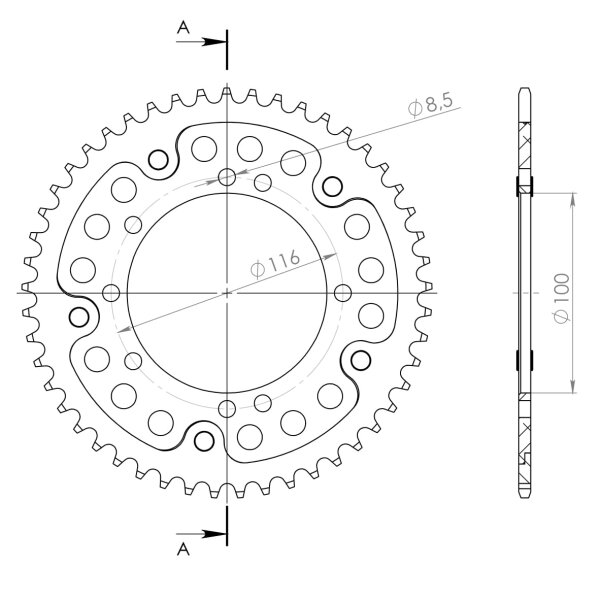 Supersprox Stealth-Kettenrad 420 - 49Z (gold) RST-457:49-GLD|ID 100,0 LK 116,0 8-Loch