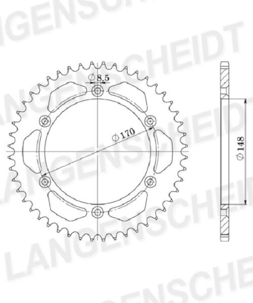 Supersprox Alu-Kettenrad 520 - 47Z (silber) ID 148,0 LK 170,0 6-Loch