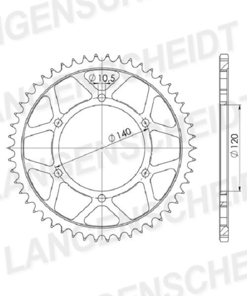 Supersprox Alu-Kettenrad 525 - 45Z (silber/hart eloxiert) ID 120,0 LK 140,0 6-Loch