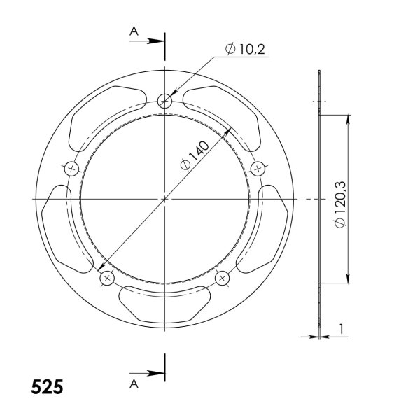 Supersprox Edge-Disc 525 - 42Z (blau) ACD-1792:42-BLU|ID 120,0 LK 140,0 5-Loch