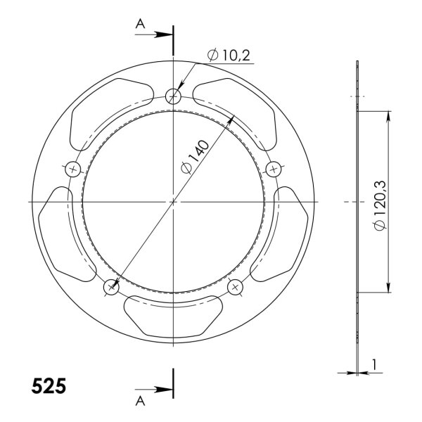 Supersprox Edge-Disc 525 - 43Z (blau) ACD-1792:43-BLU|ID 120,0 LK 140,0 5-Loch