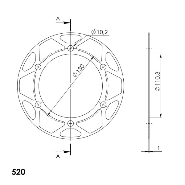 Supersprox Edge-Disc 520 - 42Z (blau) ACD-486:42-BLU|ID 110,0 LK 130,0 6-Loch