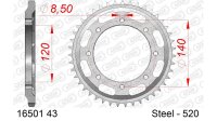 DC AFAM Stahl-Kettenrad 520 - 43Z (Silber) 16501-43| ID 120 LK 140 8-Loch