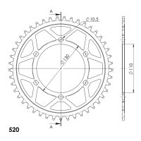 Supersprox Steel Edge-Kettenrad 520 - 45Z (gold) RFA-486:45-GLD|ID 110,0 LK 130,0 6-Loch