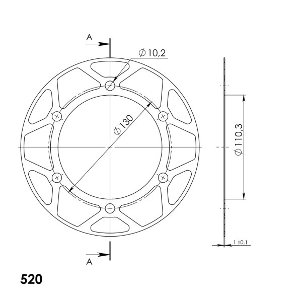 Supersprox Edge-Disc 520 - 43Z (blau) ACD-486:43-BLU|ID 110,0 LK 130,0 6-Loch