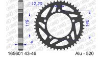 DC AFAM Alu-Kettenrad 520 - 43Z (Gun Metal) 165601-43| ID 119 LK 140 5-Loch