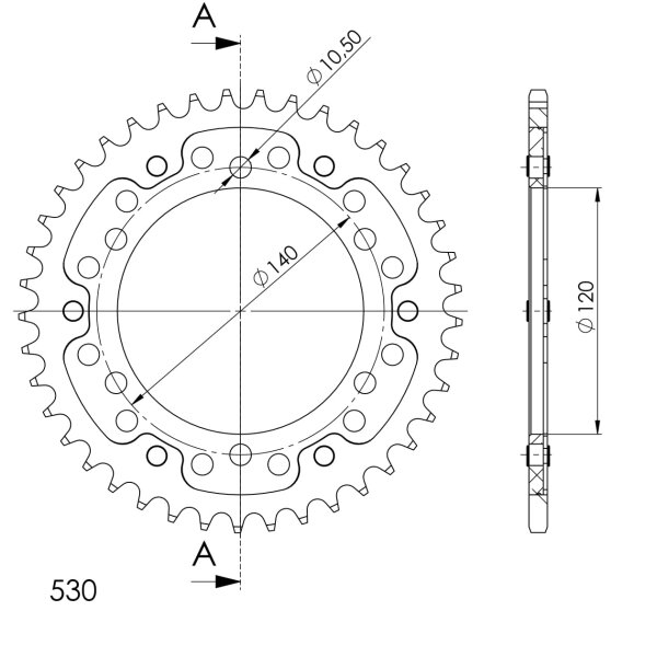 Supersprox Stealth-Kettenrad 530 - 41Z (rot) RST-499:41-RED|ID 120,0 LK 140,0 6-Loch