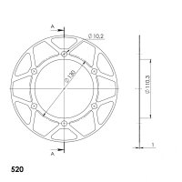 Supersprox Edge-Disc 520 - 47Z (gold) ACD-486:47-GLD|ID 110,0 LK 130,0 6-Loch