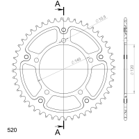 Supersprox Stealth-Kettenrad 520 - 48Z (gold) RST-1793:48-GLD|ID 120,0 LK 140,0 5-Loch