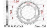 DC AFAM Stahl-Kettenrad 530 - 49Z (Silber) 16701-49| ID 140 LK 160 6-Loch