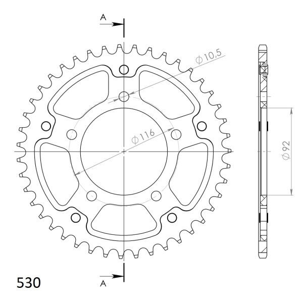 Supersprox Stealth-Kettenrad 530 - 41Z (gold) RST-489:41-GLD|ID 92,0 LK 116,0 5-Loch