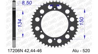 DC AFAM Alu-Kettenrad 520 - 44Z (Gun Metal) 17206N-44 | ID 134 LK 150 6-Loch