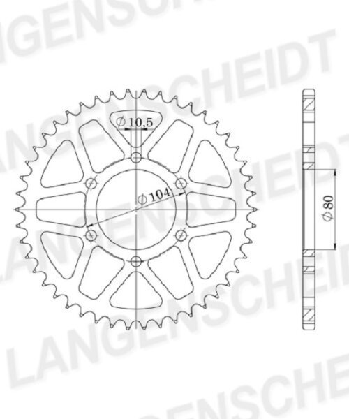 Supersprox Alu-Kettenrad 520 - 37Z (silber) ID 80,0 LK 104,0 6-Loch