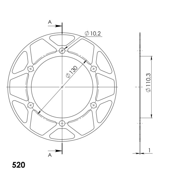 Supersprox A**Edge-Disc 520 - 44Z (grün) ACD-486:44-GRN|ID 110,0 LK 130,0 6-Loch