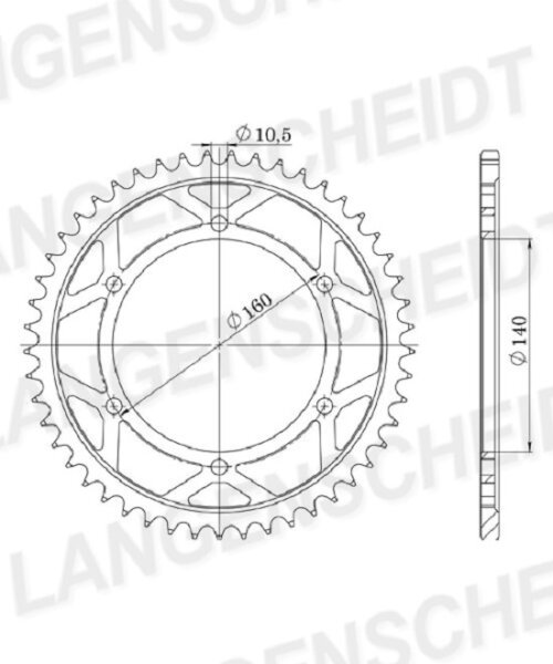 Esjot Alu-Kettenrad 530 - 48Z (silber) 51-35006-48|ID 140,0 LK 160,0 6-Loch