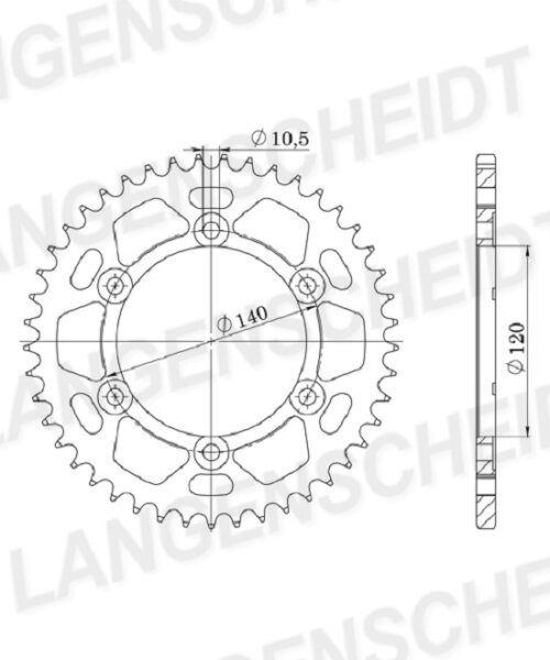 Supersprox Alu-Kettenrad 530 - 43Z (silber) ID 120,0 LK 140,0 6-Loch