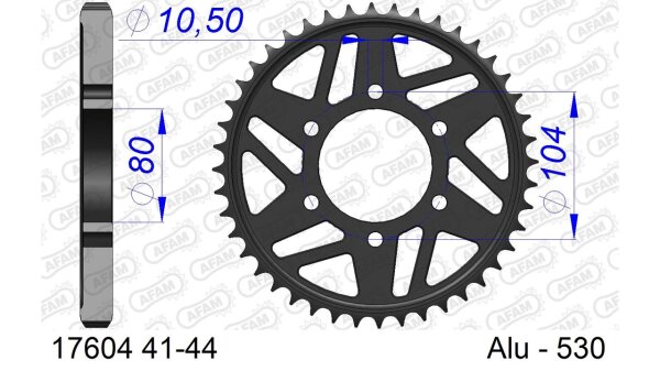 DC AFAM Alu-Kettenrad 530 - 42Z (Gun Metal) 17604-42 | ID 80 LK 104 6-Loch