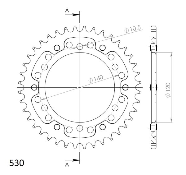 Supersprox Stealth-Kettenrad 530 - 40Z (blau) RST-499:40-BLU|ID 120,0 LK 140,0 6-Loch