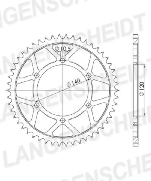 Supersprox Alu-Kettenrad 525 - 46Z (silber) ID 120,0 LK 140,0 6-Loch