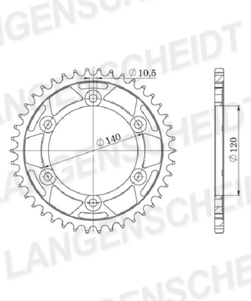 Supersprox Alu-Kettenrad 520 - 48Z (hart eloxiert) ID 120,0 LK 140,0 6-Loch/6-Loch