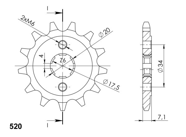 Supersprox Ritzel 520 - 12Z CST-266:12|grobverzahnt 18,0/20,0