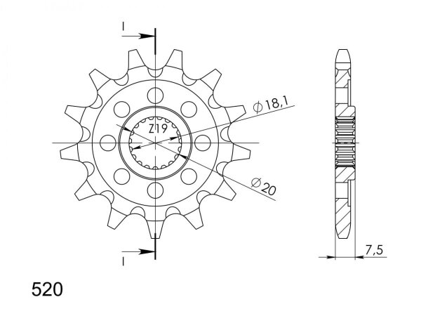 Supersprox Ritzel 520 - 12Z CST-326:12|feinverzahnt 18,0/20,0