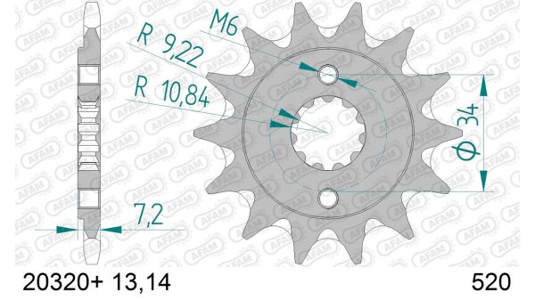 DC AFAM Ritzel 520 - 14Z 20320+14 | mit Schlammrille