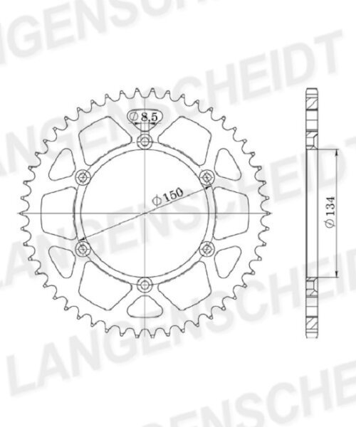 Esjot Alu-Kettenrad 520 - 45Z (gold/silber) 51-32024-45|ID 134,0 LK 150,0 6-Loch/6-Loch