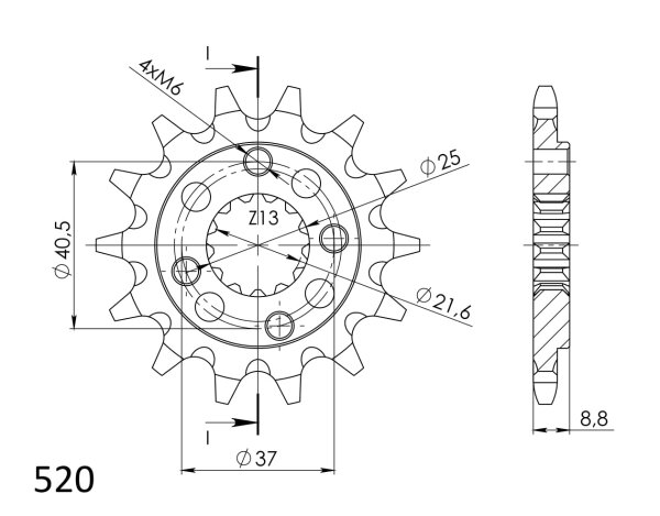 Supersprox Ritzel 520 - 13Z CST-1309:13|feinverzahnt 21,4/25,0