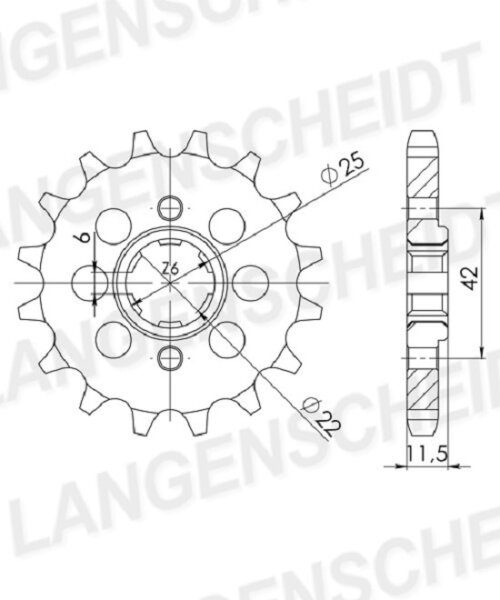 Supersprox Ritzel 530 - 16Z CST-289:16|grobverzahnt 22,0/25,0