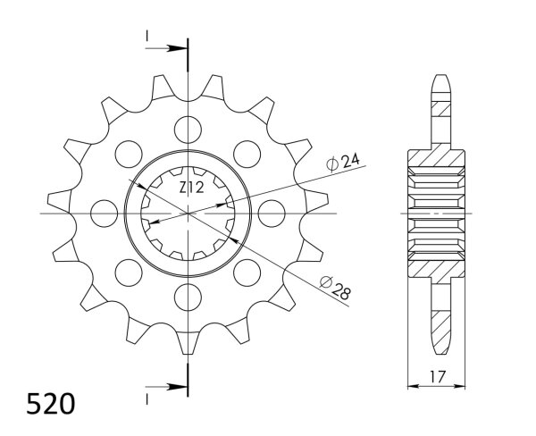 Supersprox Ritzel 520 - 16Z CST-1295:16|feinverzahnt 24,0/28,0