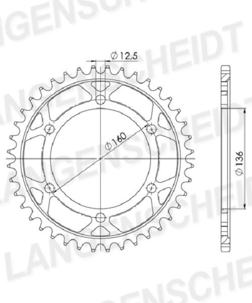 Supersprox Alu-Kettenrad 630 - 38Z (gold) ID 136,0 LK 160,0 6-Loch