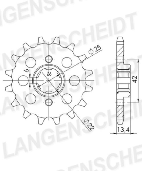 Supersprox Ritzel 525 - 16Z CST-291:16|grobverzahnt 22,0/25,0