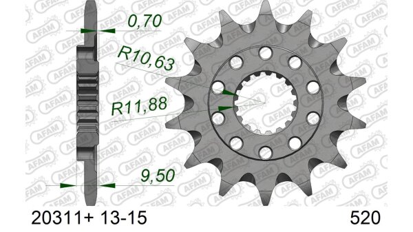 DC AFAM Ritzel 520 - 14Z 20311+14 | mit Schlammrille