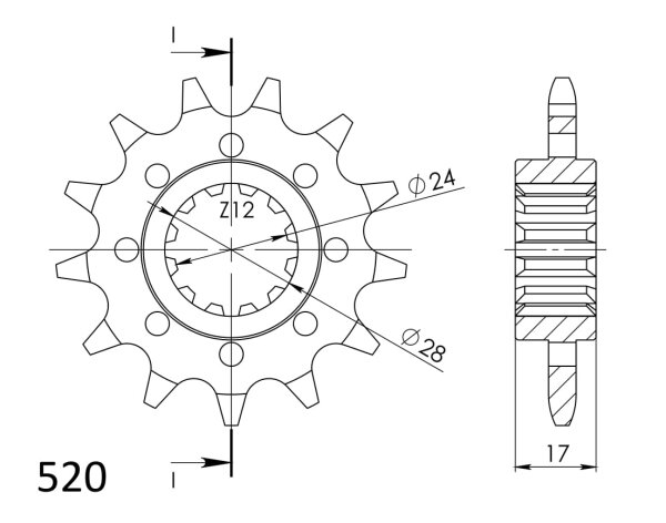 Supersprox Ritzel 520 - 13Z CST-1295:13|feinverzahnt 24,0/28,0