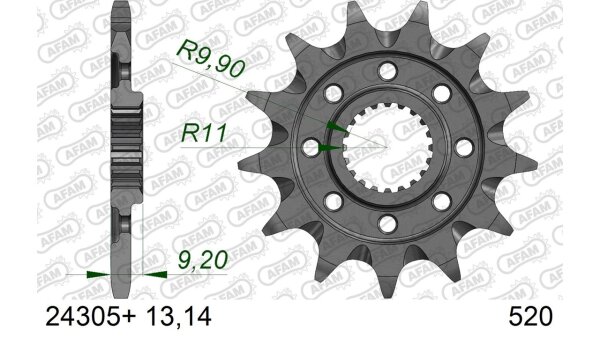 DC AFAM Ritzel 520 - 14Z 24305+14 | mit Schlammrille