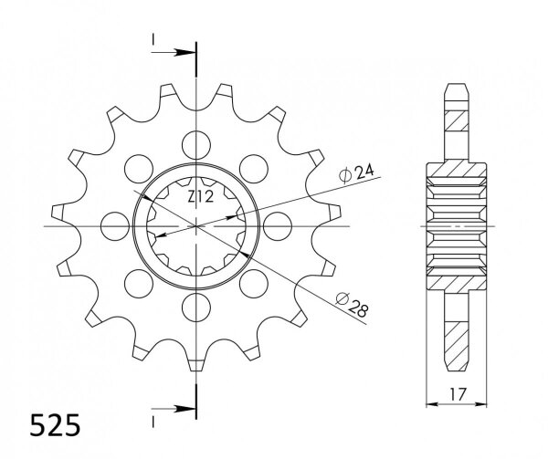 Supersprox Ritzel 525 - 14Z CST-1371:14|feinverzahnt 24,0/28,0