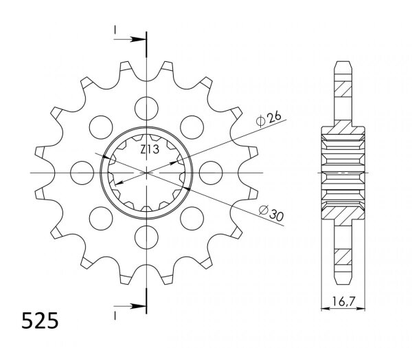 Supersprox Ritzel 525 - 14Z CST-1370:14|feinverzahnt 26,0/30,0