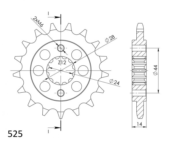 Supersprox Ritzel 525 - 17Z CST-1372:17|feinverzahnt 24,0/28,0