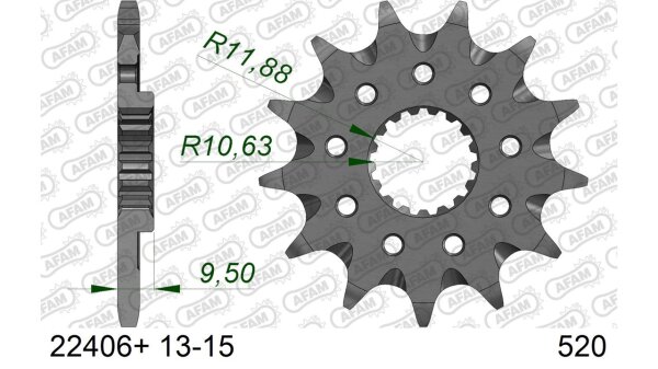 DC AFAM Ritzel 520 - 14Z 22406+14 | mit Schlammrille