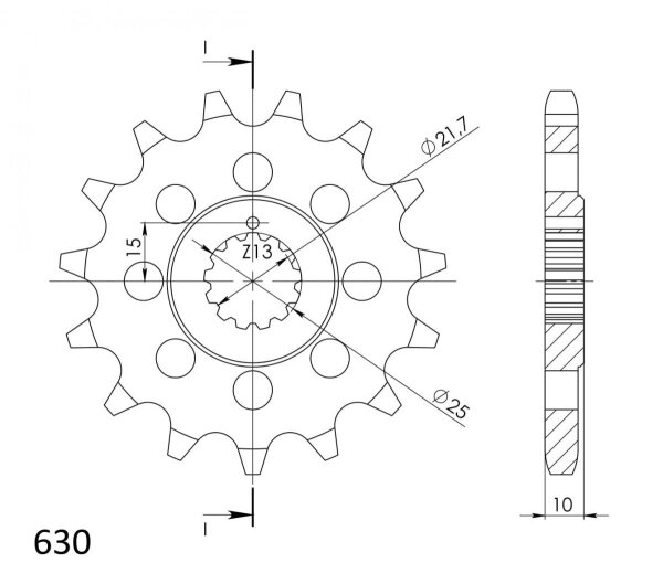 Supersprox Ritzel 630 - 15Z CST-521:15|feinverzahnt 21,6/25,0