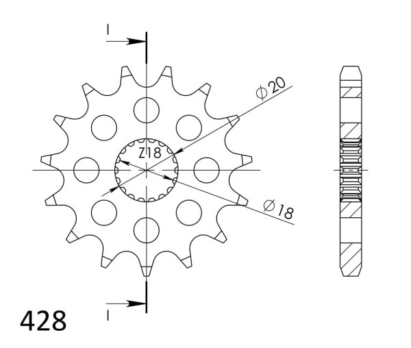 Supersprox Ritzel 428 - 15Z CST-426:15|feinverzahnt 18,0/20,0